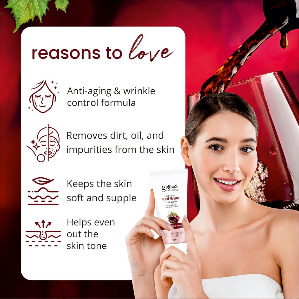 Globus Naturals Red Wine Hydrating Face Wash - Distacart