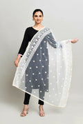 Joban Fashion White Cotton Embroidery Work Pakistani Karanchi Dupatta