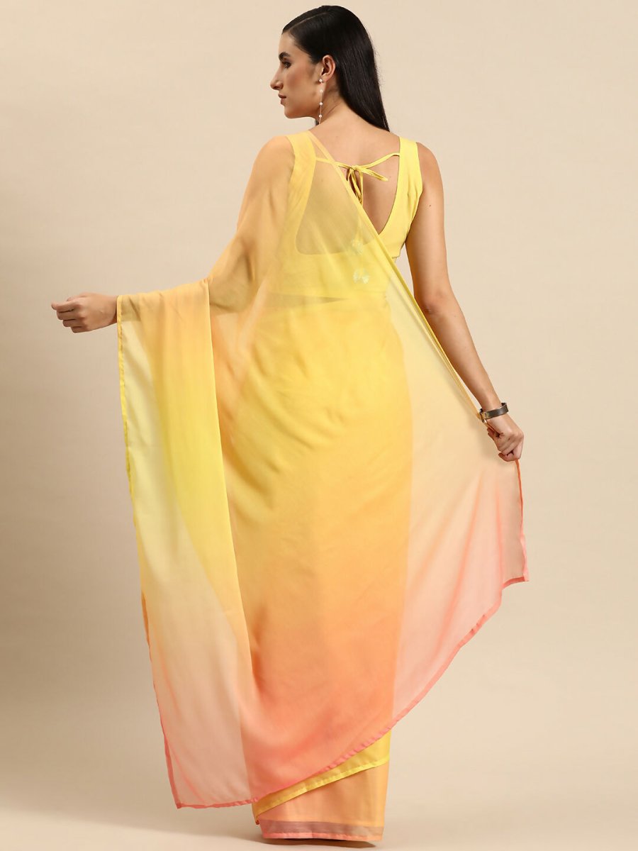 Ahalyaa Women's Traditional Semi Stitch Saree - Yellow