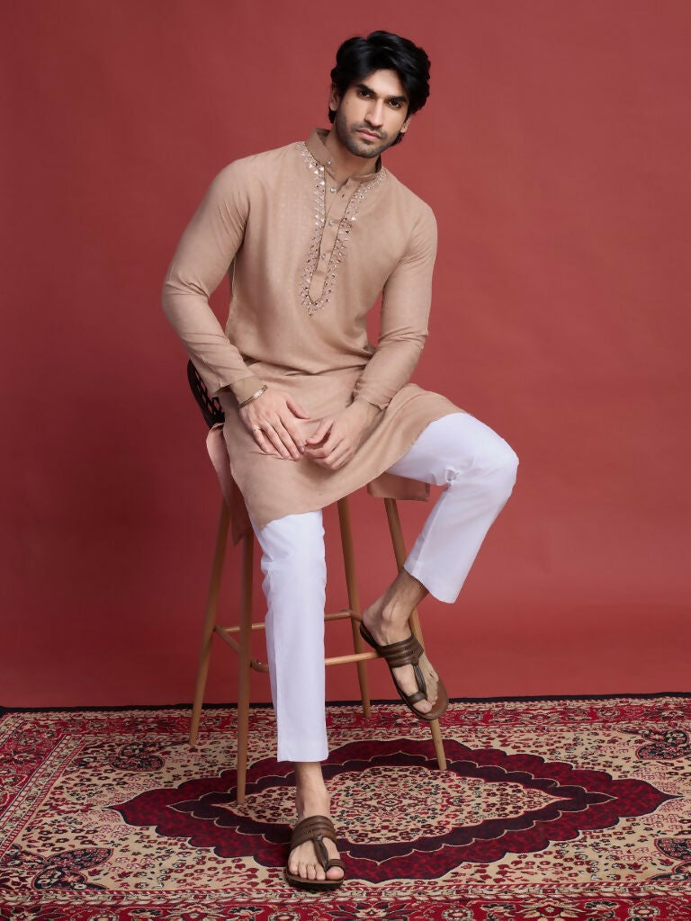 Vastranavya Exclusive Festival Wear Viscose Mirror Work on Self Weaving Kurta Only