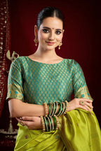 Joban Fashion Mustard Green Paithani Silk Blend Butti Saree - Distacart