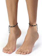 NVR Women's Evil Eye Adjustable Black Anklets - Distacart