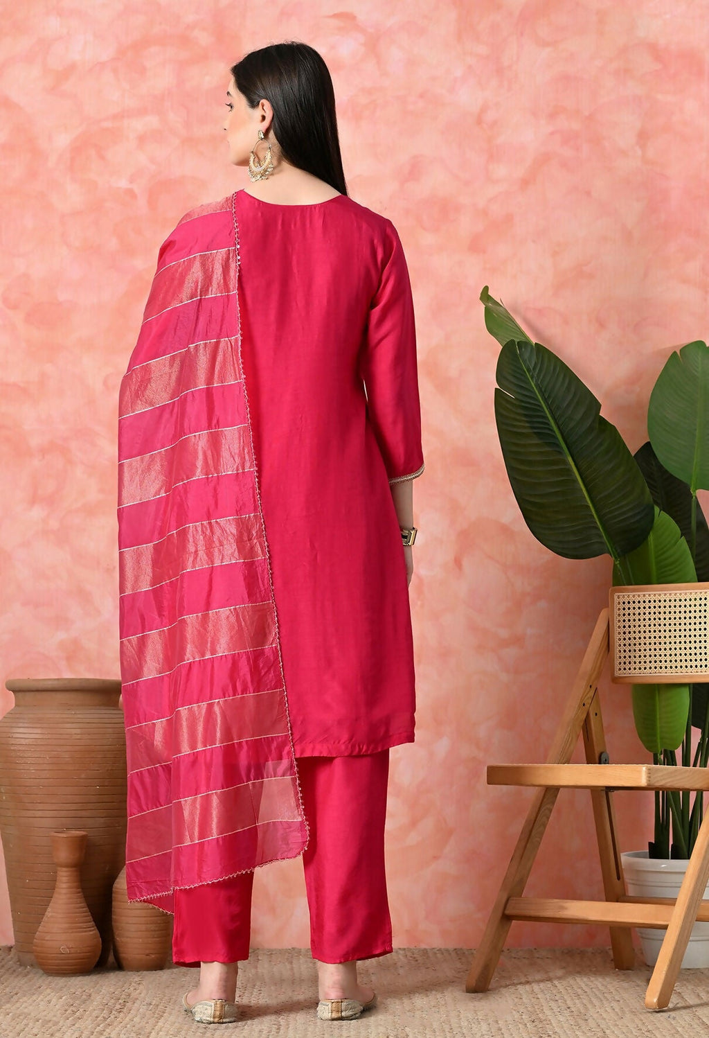Joban Fashion Rani Premium Pure Viscose Print Dola With Handwork Kurta Set