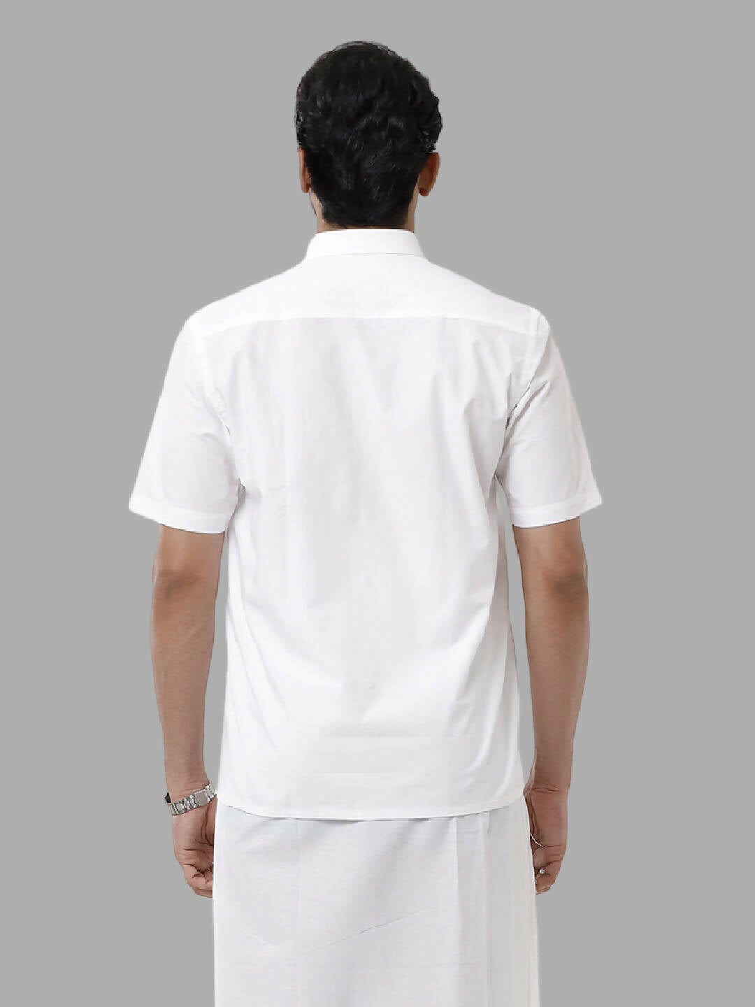Ramraj Cotton Mens Half Sleeve White Shirt Plus Size - Samrat Cotton