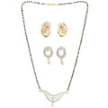 AanyaCentric Gold-Polished Mangalsutra with Pendant, 2 Pair Earrings