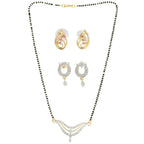 AanyaCentric Gold-Polished Mangalsutra with Pendant, 2 Pair Earrings