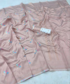 DEIANA'S Beautiful Designer Golden zari Soft Lichi Silk Saree - White