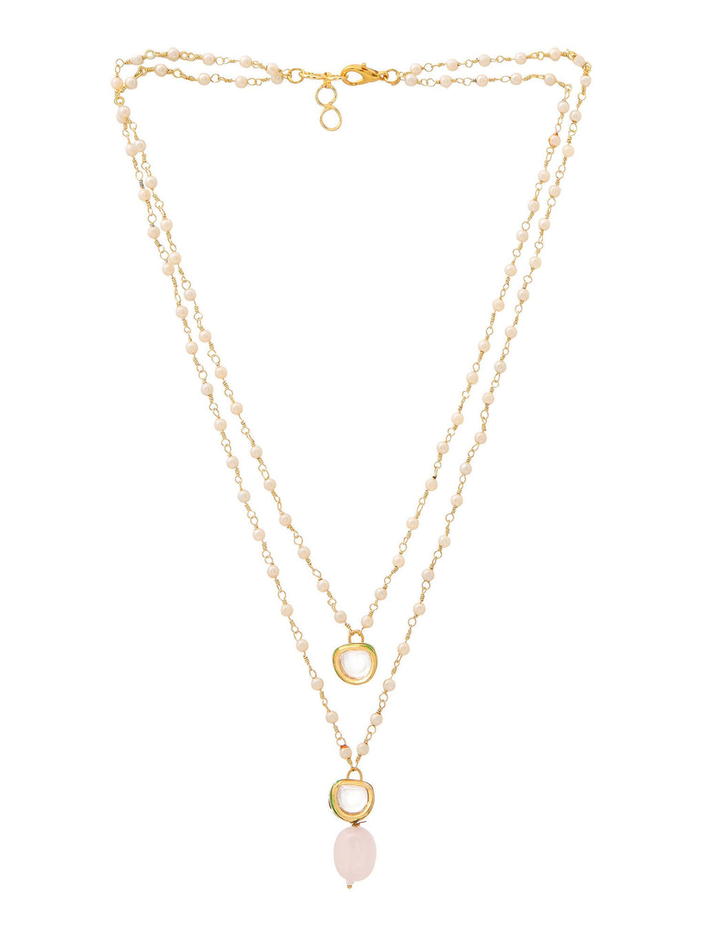 Ruby Raang Pink Onyx and Kundan Necklace