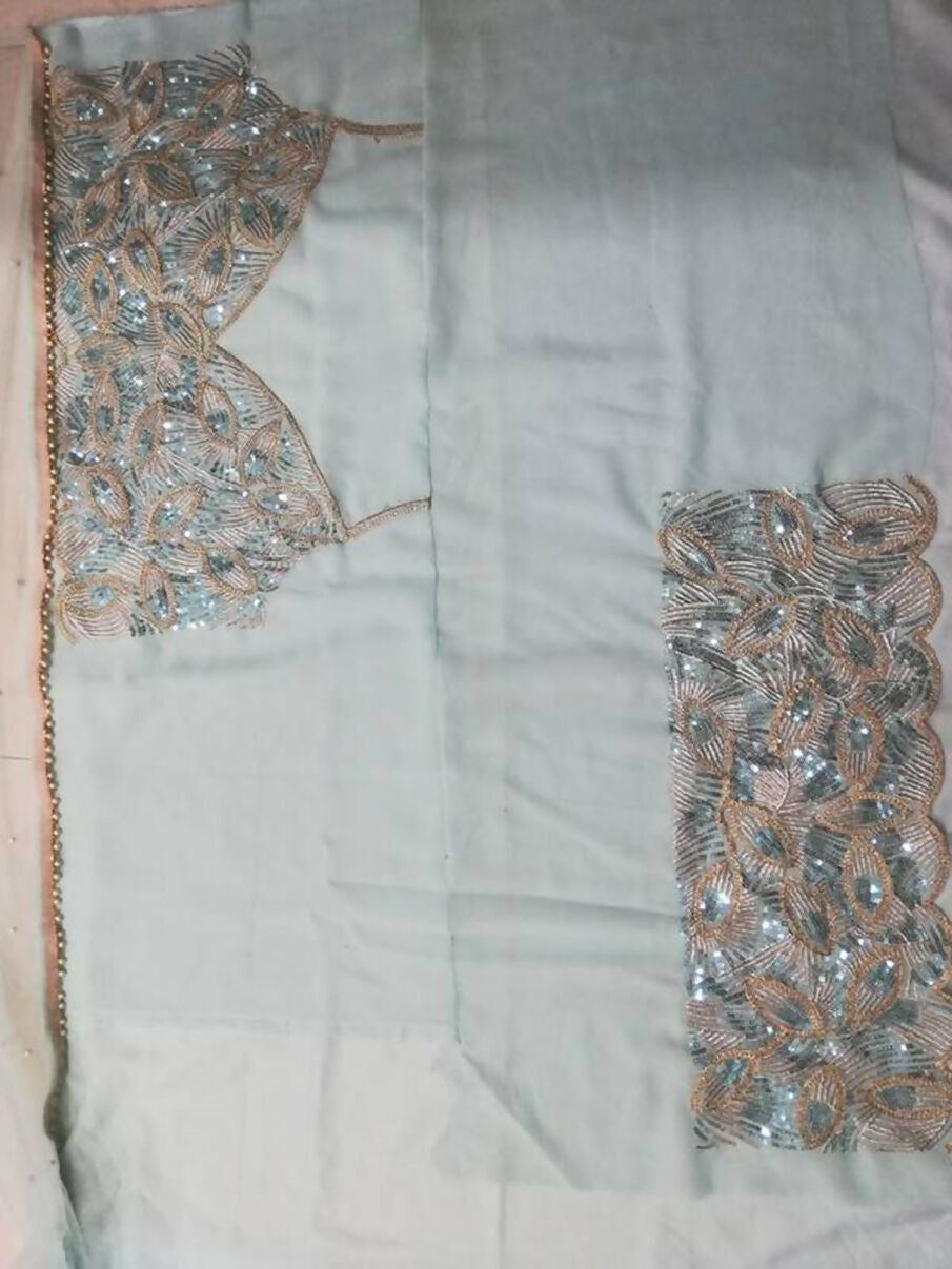 Jyoti Fashion Glamorous Turquoise Crush Work, Sequins, Zari with Dori Embroidered Faux Georgette Lehenga Choli with Dupatta