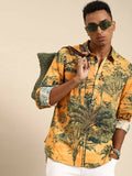 Yellow Men Pure Cotton Relaxed Floral Opaque Printed Casual Shirt - Mahotsav