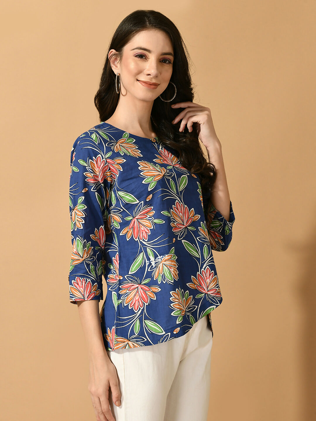 Myshka Women's Blue Printed Party Top