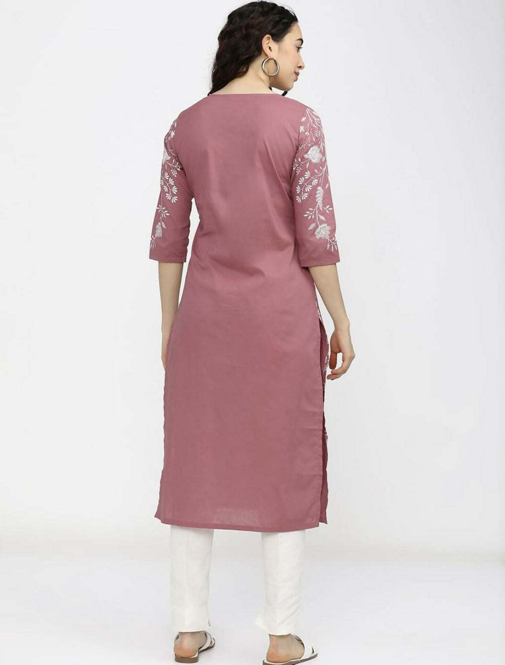 Cheera Women Stylish Hand Block Printed Cotton Blend Flared Kurta - Peach