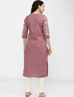 Cheera Women Stylish Hand Block Printed Cotton Blend Flared Kurta - Peach