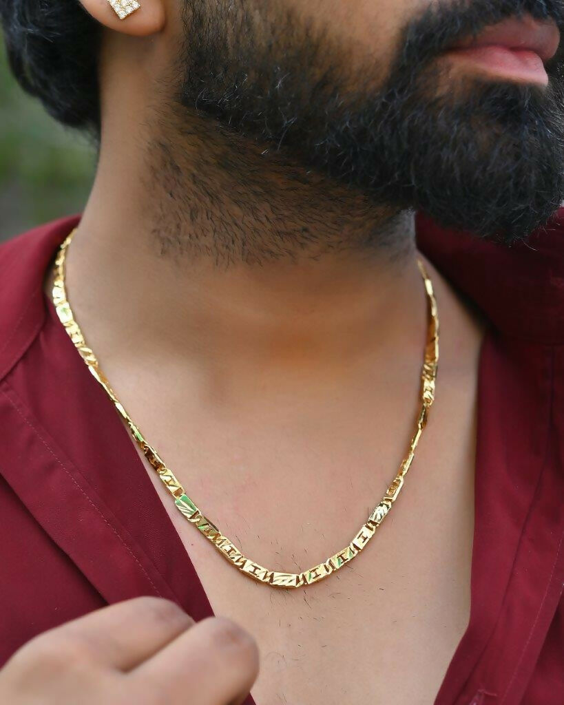 VOJ Gold-Polished Self Designed Biscuit Chain