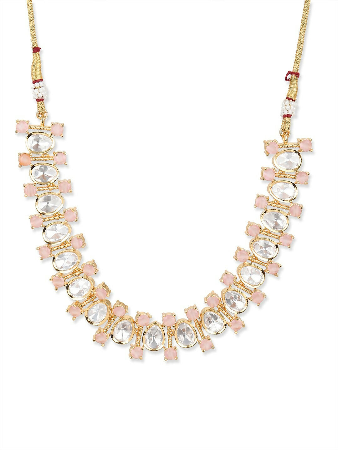 Moissanite & Peach Stone Necklace- Ruby Raang