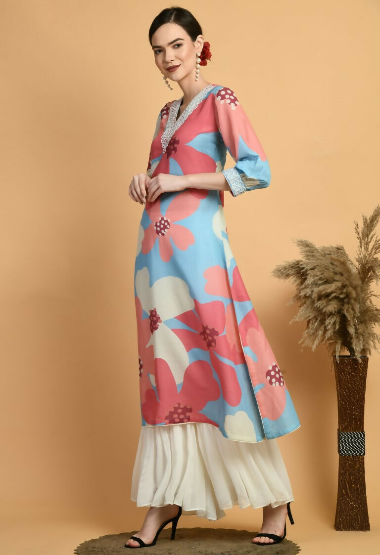Joban Fashion Print Maslin Kurta Set