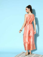 Ahalyaa Womens Peach Poly Silk Solid Jumpsuit - Distacart