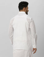 Ramraj Cotton Mens Full Sleeve Formal Poly Cotton White Shirt