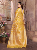 Aastha Fashion Yellow Soft Organza Silk Weaving Saree - Distacart