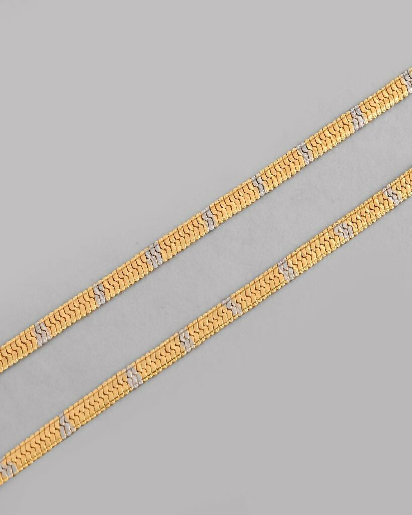 VOJ Dual Toned Self Designed Gold-Polished Chain For Men