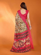 PR Fashion Red Kota Doria Printed Saree