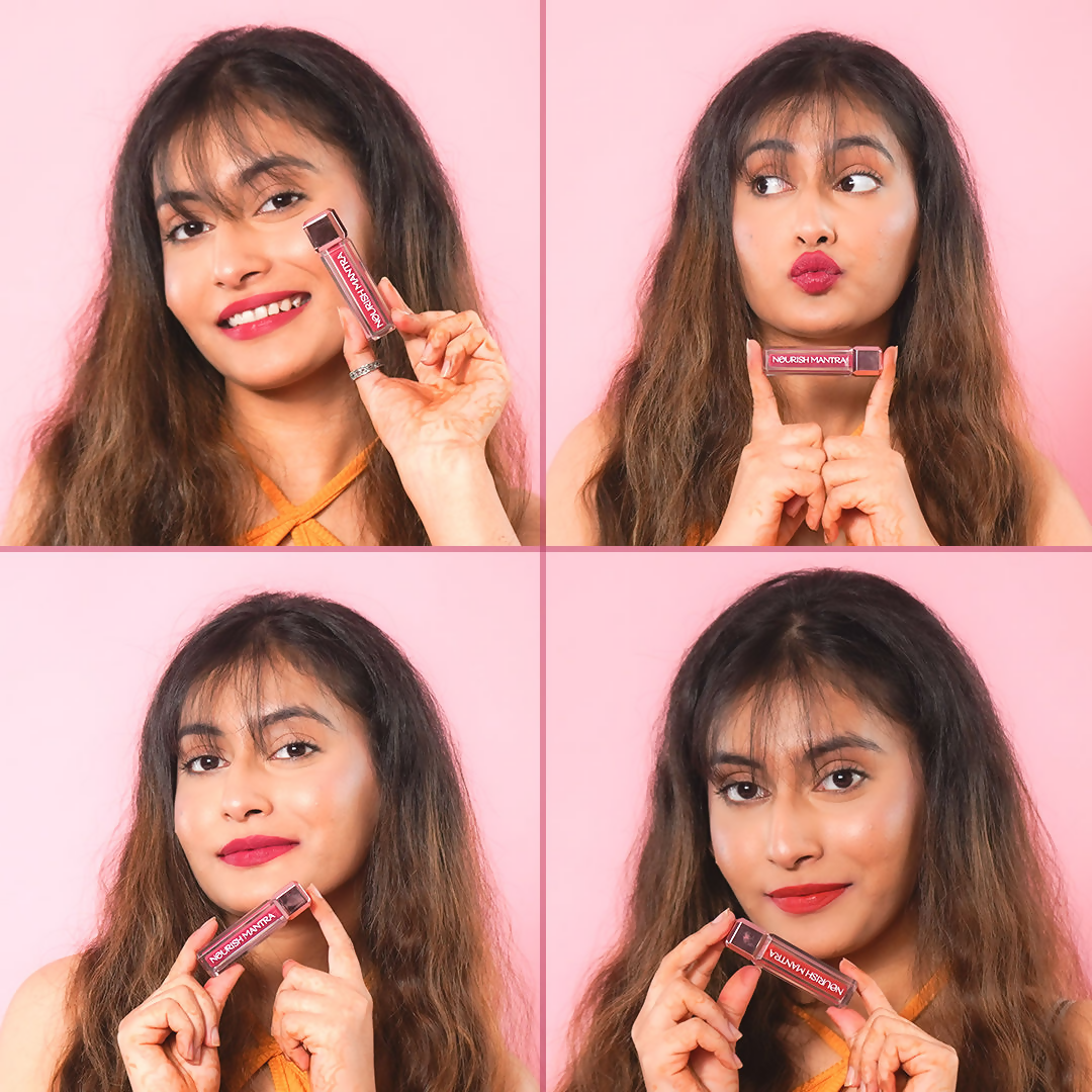 Nourish Mantra Liquid lipstick Creamy Matte with SPF / Water Proof, Smudge Proof Shade-Natkhat Berry