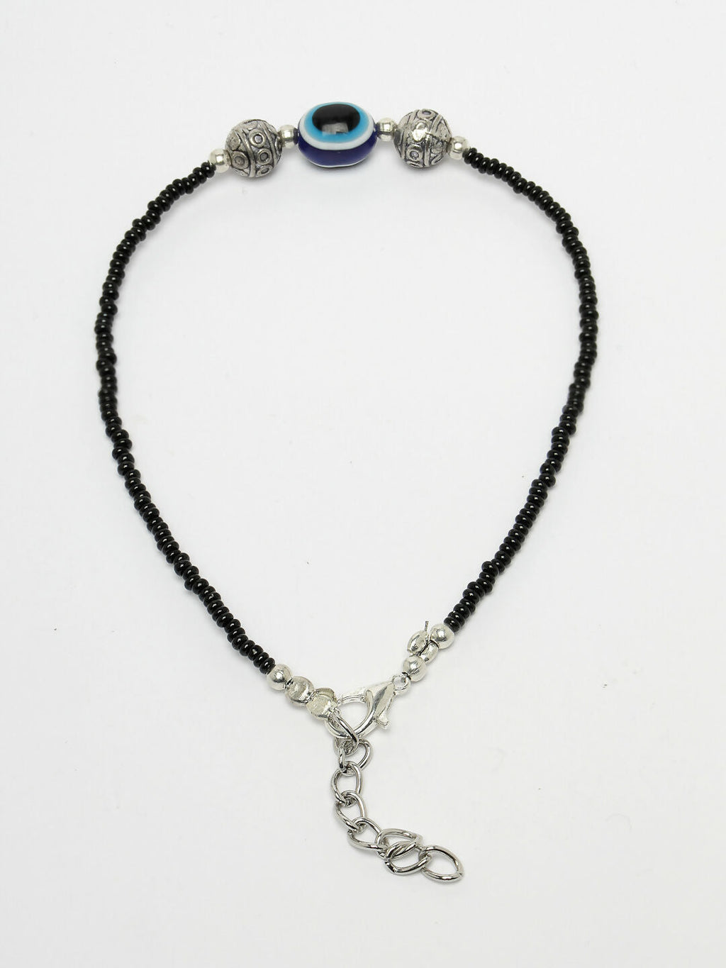 NVR Women Set of 2 Brass-Plated Stone-Studded & Evil Eye Beaded Anklet - Distacart
