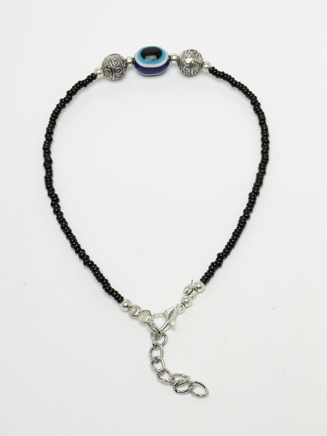 NVR Women Set of 2 Brass-Plated Stone-Studded & Evil Eye Beaded Anklet - Distacart