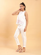 BohoJazz Flamingo Embroidered Linen Co-ord Set - Distacart
