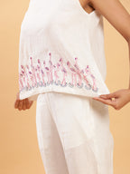 BohoJazz Flamingo Embroidered Linen Co-ord Set - Distacart