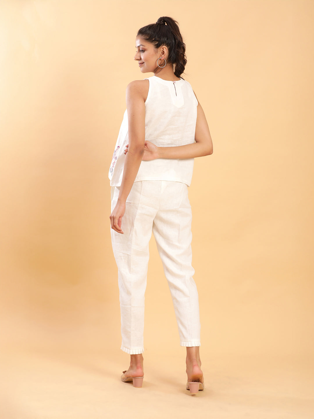 BohoJazz Flamingo Embroidered Linen Co-ord Set - Distacart