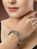 NVR Women's Silver-Toned German Silver Oxidised Kada Bangle - Distacart