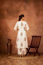 Joban Fashion Off White Pink Hand Block Printed Cotton Suit Set - Distacart