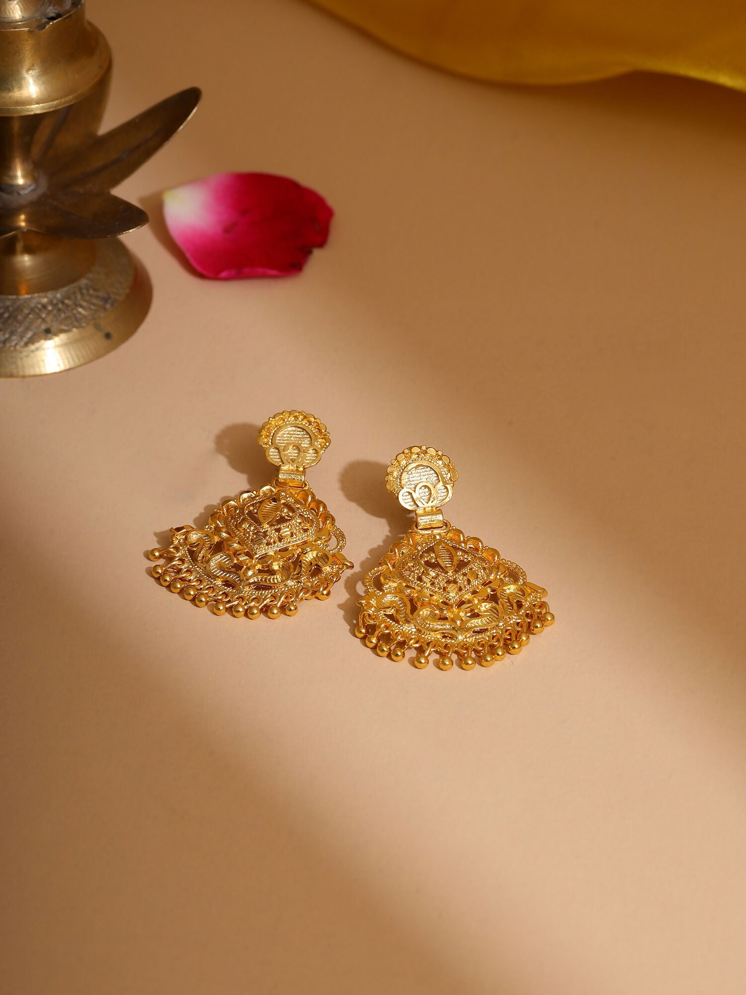 Ruby Raang Traditional Gold Earrings - Distacart