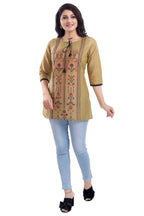Snehal Creations Luxurious Fine Gold Cotton Silk Short Tunic Top - Distacart