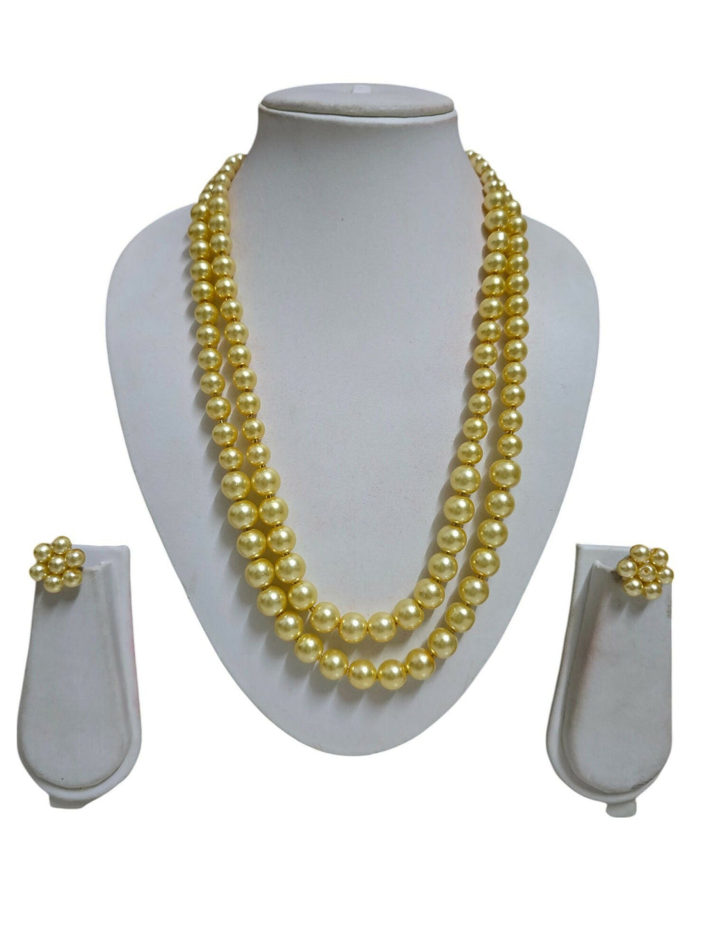 Inhanns Everyday Workwear Pearl Set (Double Layered Pearls) - Yellow