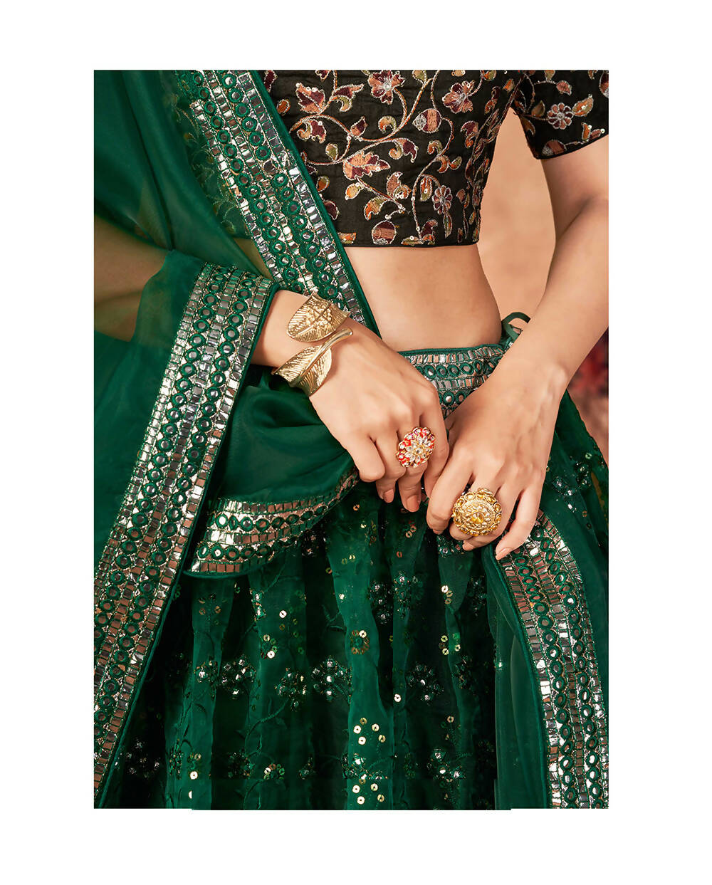 Wedding Designer Green Organzalehengha Choli - Anbazaar - Distacart