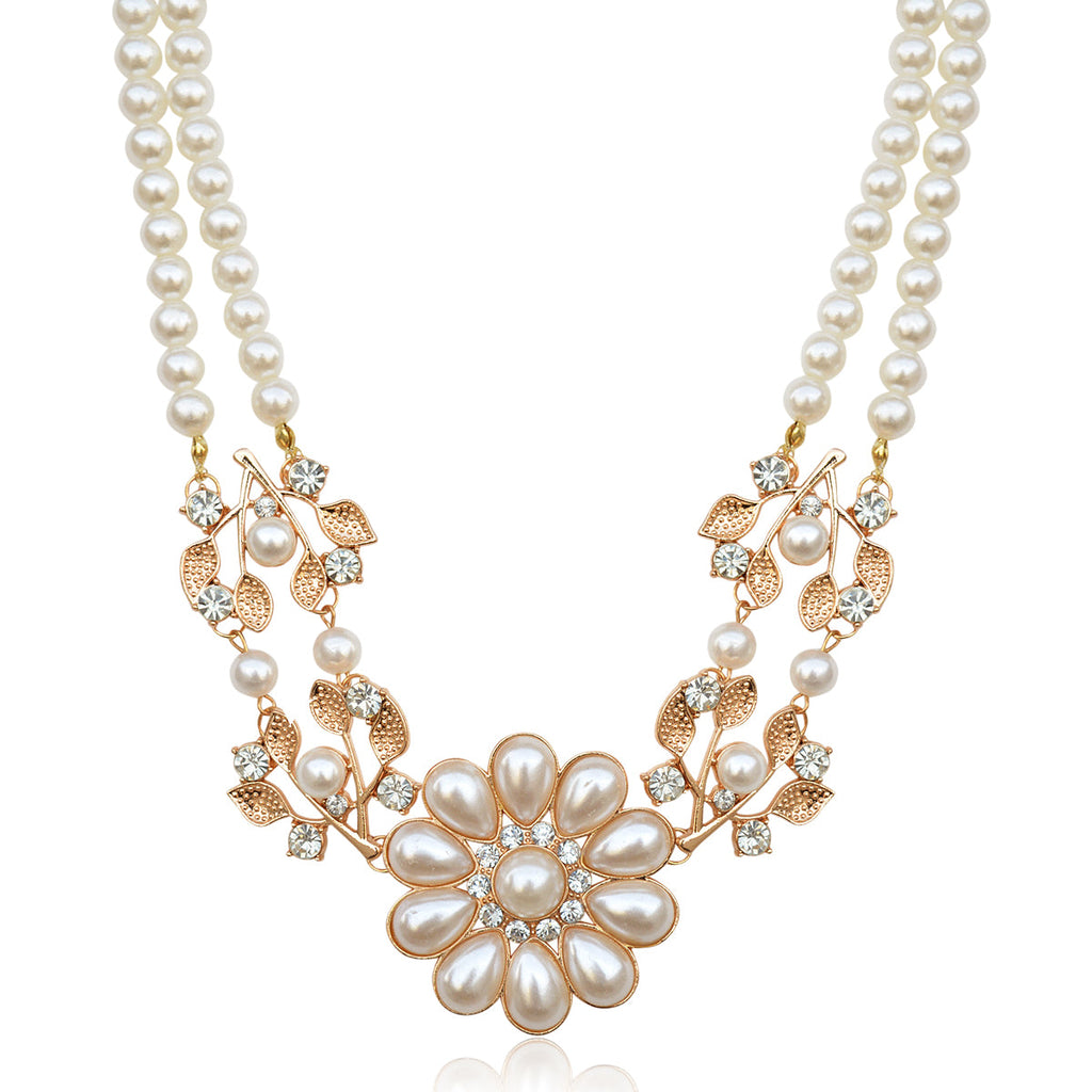 Gold-Toned Alloy Rhinestones Studded Necklace - The Pari
