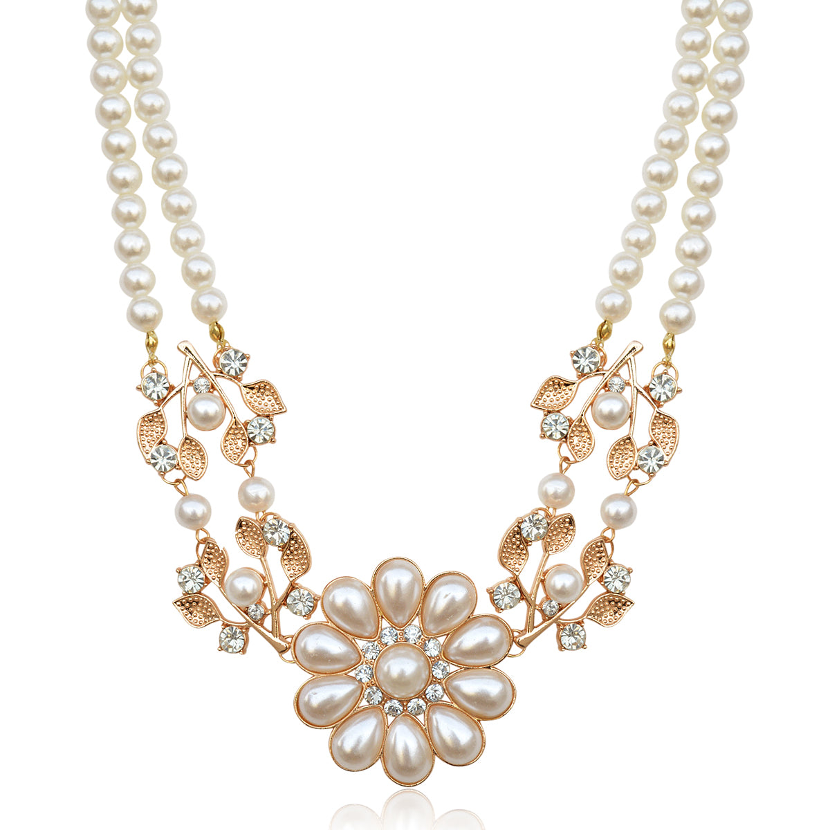 Gold-Toned Alloy Rhinestones Studded Necklace - The Pari