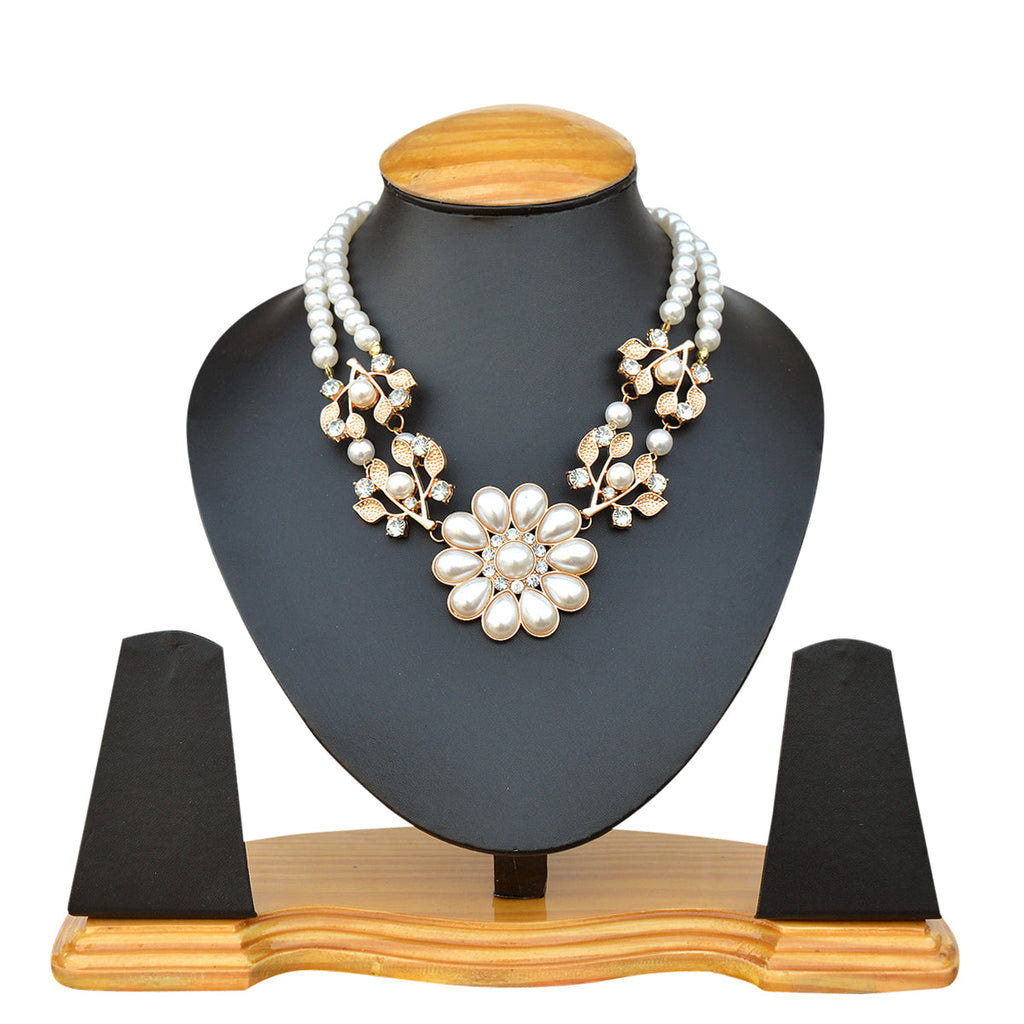 Gold-Toned Alloy Rhinestones Studded Necklace - The Pari