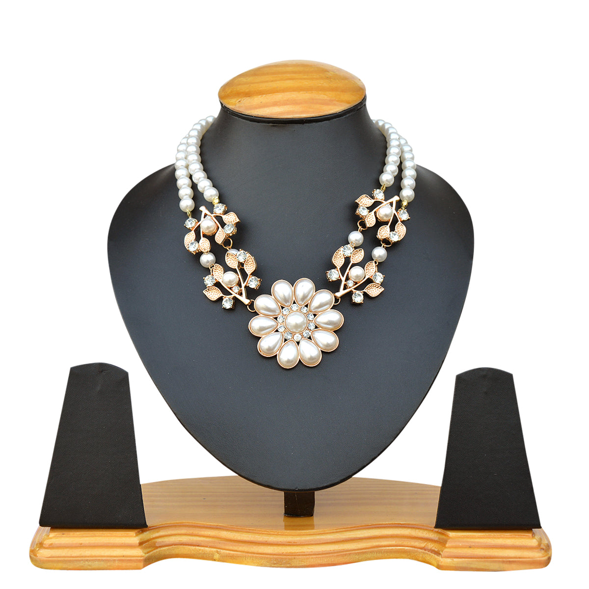 Gold-Toned Alloy Rhinestones Studded Necklace - The Pari