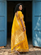 Shree Shyam Fashion Yellow Silk Blend Saree - Distacart