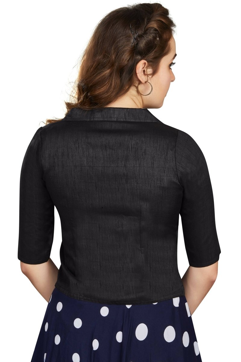 Aastha Fashion Women's Women's Black Art Silk Button Readymade Blouse