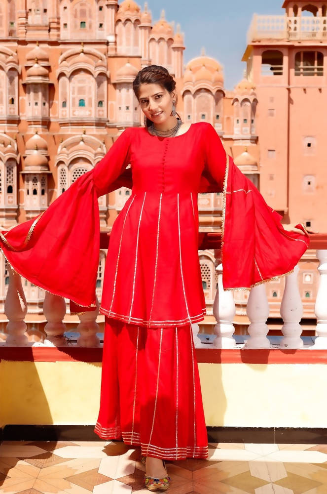 Cheera Kurta Sharara Dupatta set