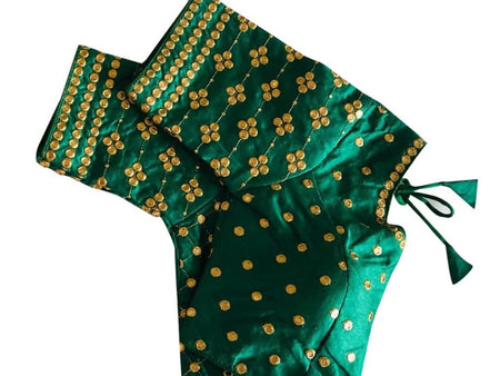 Vamika Green Banglori Silk Embroidery Blouse