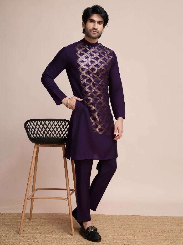 Vastranavya Traditional Festival Wear Pure Silk Thread & Sequence Embroidered Work Kurta