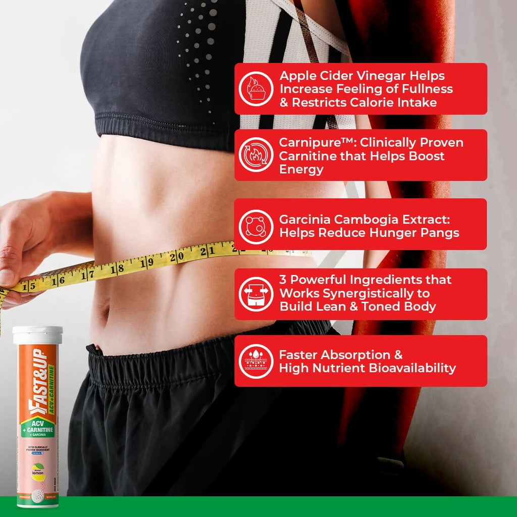 Fast&Up ACV + Carnitine, 500mg ACV , 350mg L-Carnitine, 500mg Garcinia - Lemon Flavour