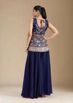 Teeya Creation Blue Color Star Georgette Party Wear Designer Peplum Sharara Set