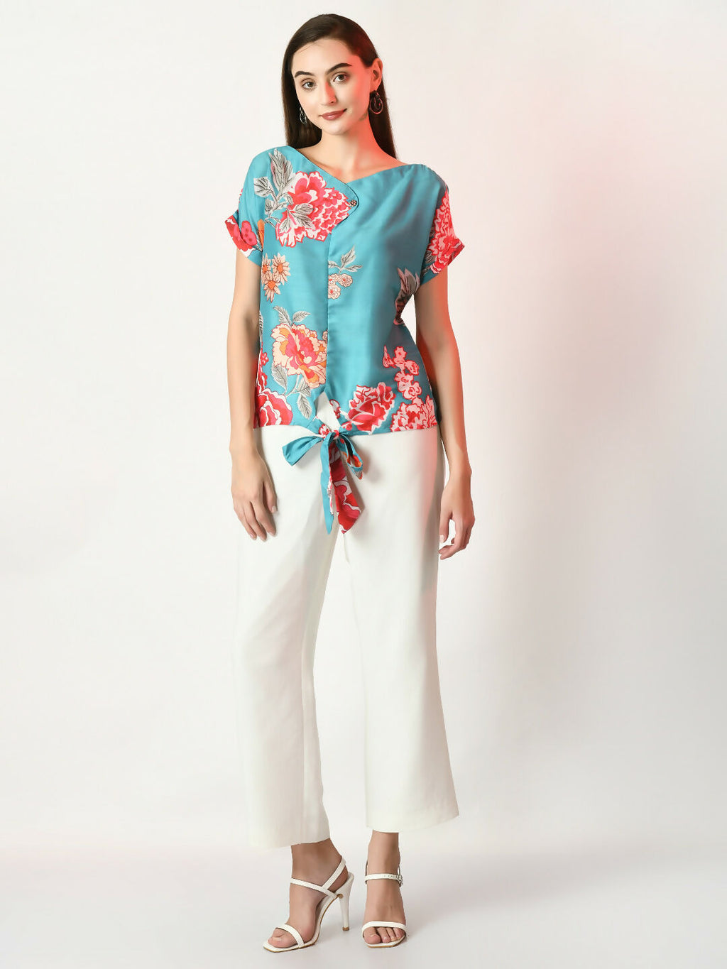 Myshka Women's Sea Green Printed Top