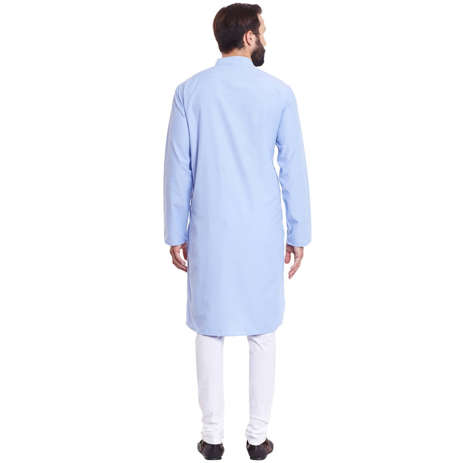 Even Apparels Blue Color Pure Cotton Men's Kurta With Band Collar - Distacart